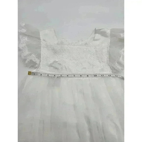 Trish Scully Girl's Size 14 White Tulle Midi Flower Girl Bridesmaids Gown - Picture 5 of 8